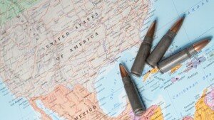 Bullets sitting by a map of the United States