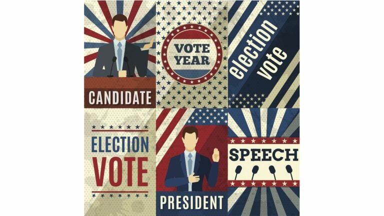Illustration with the words Candidate, President, Election, Vote, Speech