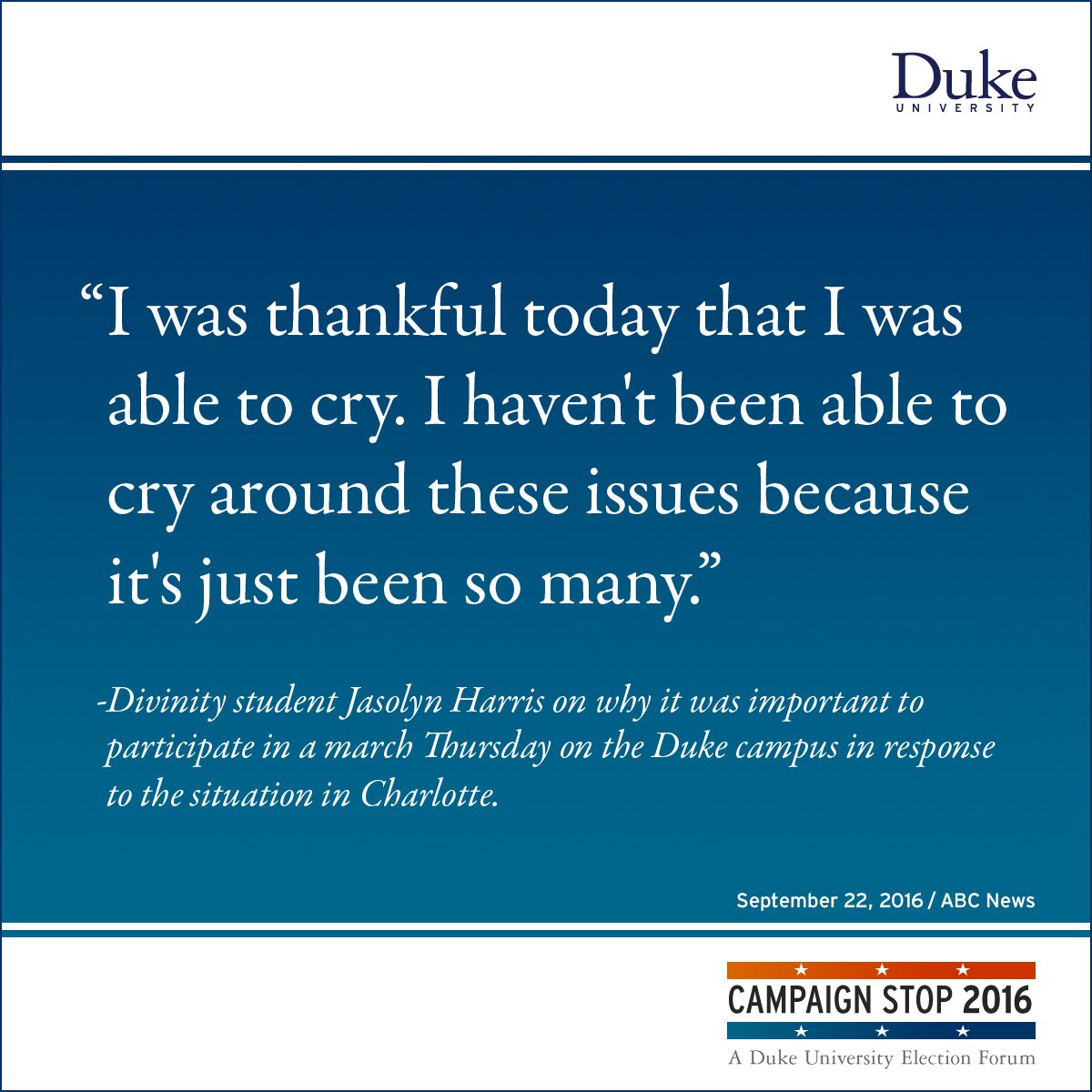 “I was thankful today that I was able to cry. I haven